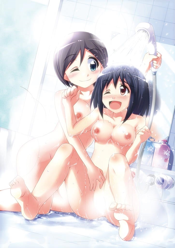 女風呂でイチャイチャしながら洗いっこしたりボディチェックする女の子同士の入浴レズ二次エロ画像-17